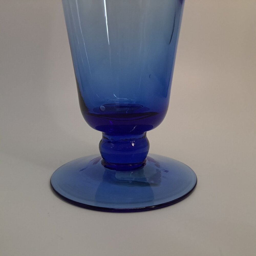 Blue Iced Tea Glass With Flared Rim & Sturdy Base Mexico - Picture 4 of 8